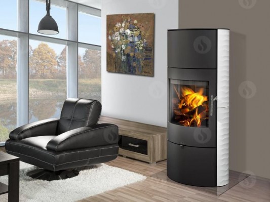 OVALIS 01 A ceramic with relief structure - fireplace stove