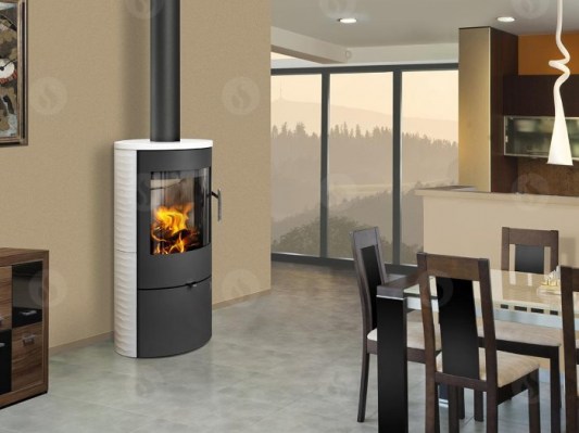 OVALIS 01 ceramic with relief structure - fireplace stove