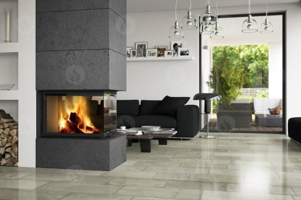 HEAT U 3g L 50.52.70.21 - hot-air three-sided fireplace insert with lifting door and split glasses