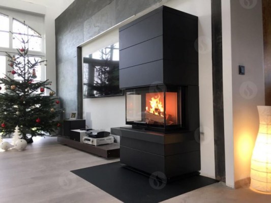CARA C 03 steel - design accumulation fireplace with lifting door