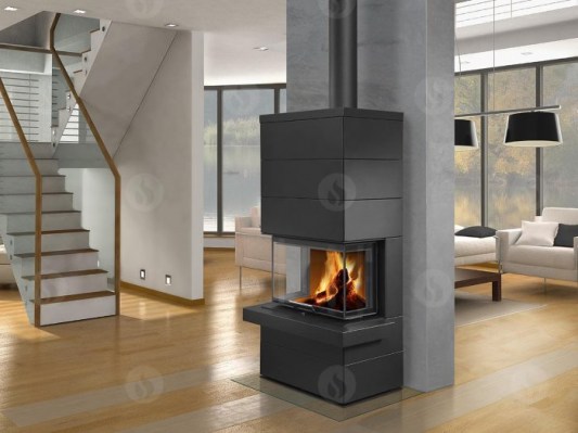 CARA C 03 steel - design accumulation fireplace with lifting door
