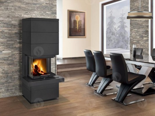 CARA CS 03 steel - design accumulation fireplace with lifting door