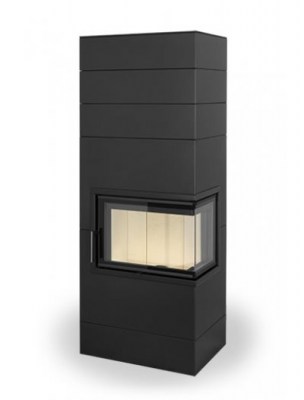VARIANT R/L 03 steel - design accumulation fireplace with bent corner glazing