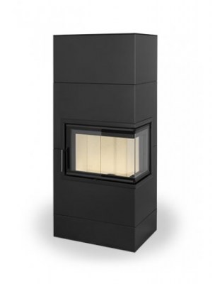 VARIANT R/L 03 steel - design accumulation fireplace with bent corner glazing